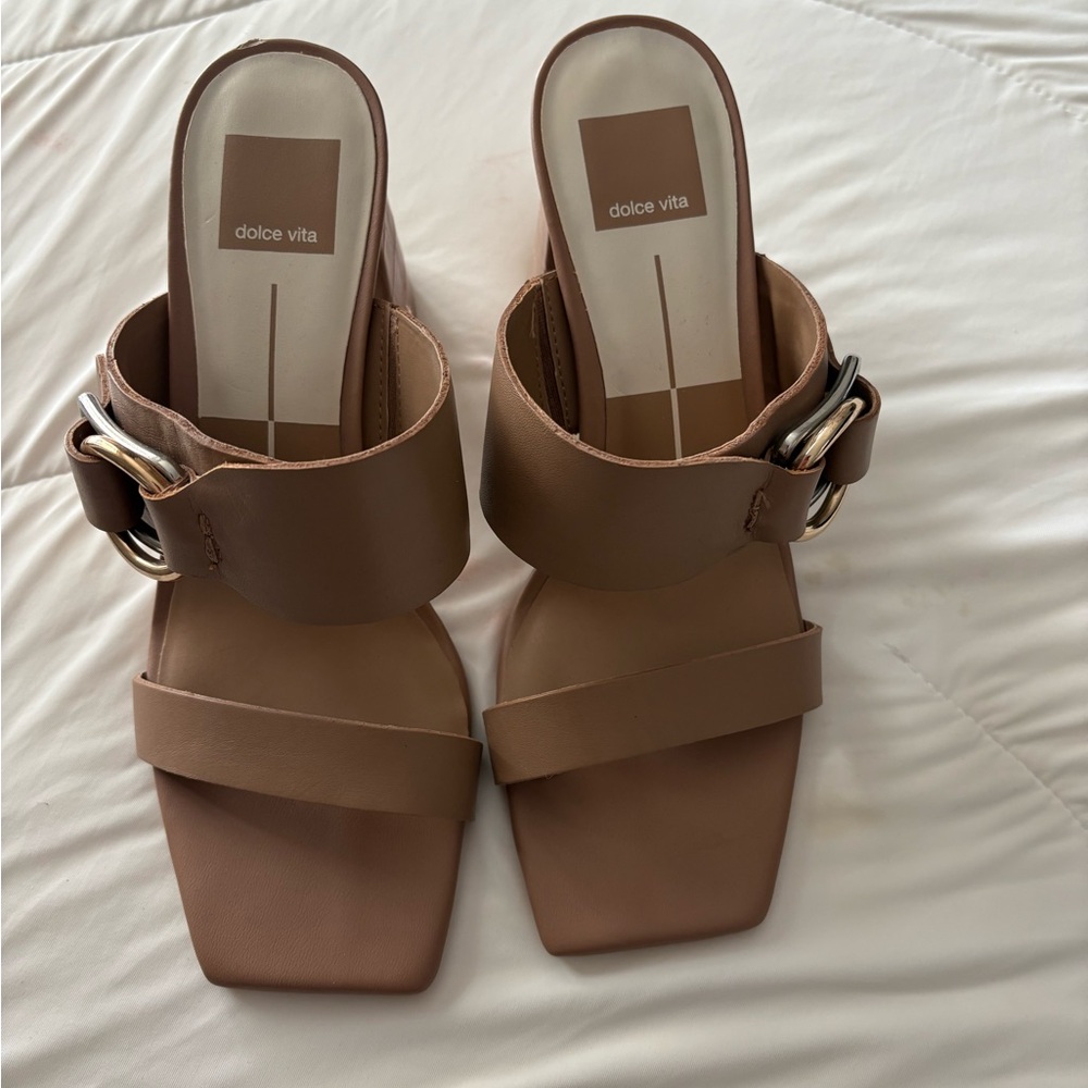 Dolce Vita Brown Mules with Buckle Detail